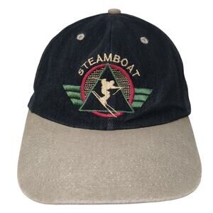 Steamboat Strapback Baseball Cap Black One Size Adjustable Embroidered SCI